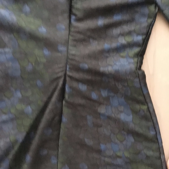 Jijil Italian Brand Jacquard Peacock / Scales Green and Blue Fitted Dress XS fit - Picture 10 of 12